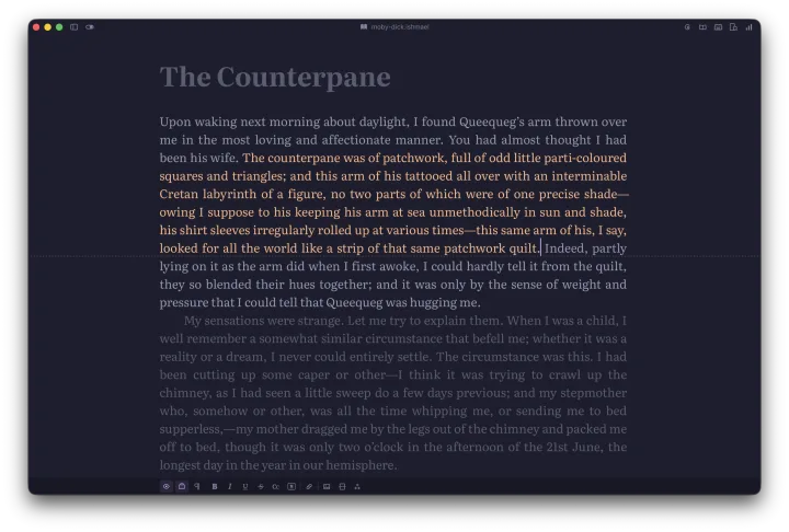 Ishmael screenshot in dark mode