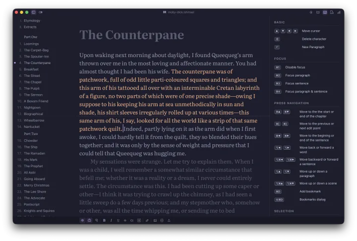 Ishmael screenshot in dark mode