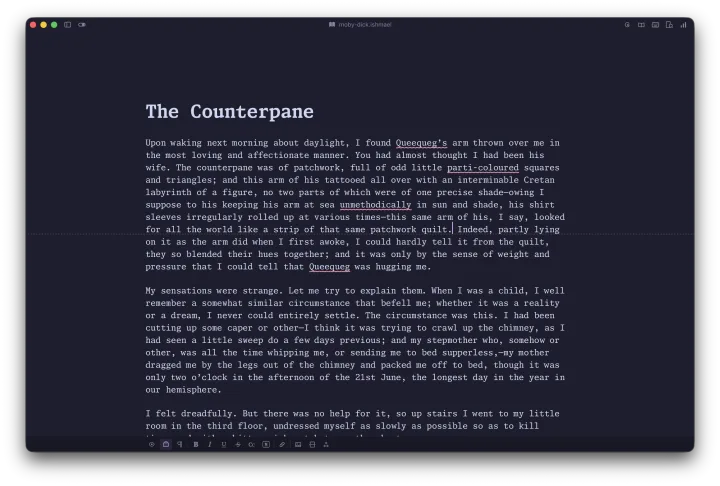 Ishmael screenshot in dark mode