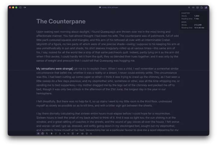 Ishmael screenshot in dark mode
